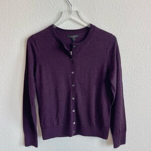 Banana Republic Merino Wool Purple Crew Neck Cardigan NWT
